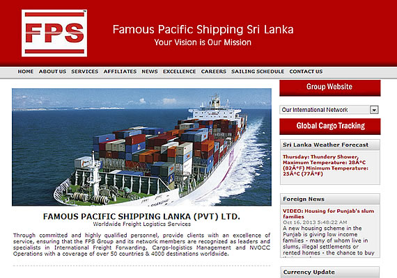 Famous Pacific Shipping Lanka (Pvt) Ltd. <a href='http://www.fpslanka.com' target='blank'>visit</a>